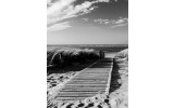 Fotobehang Papier Strand | Zwart, Wit | 184x254cm