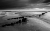 Fotobehang Strand, Zee | Grijs, Zwart | 416x254