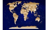 Fotobehang Vlies | Wereldkaart | Blauw, Geel | 368x254cm (bxh)