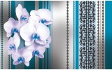 Fotobehang Vlies | Bloemen, Orchidee | Turquoise, Wit | 368x254cm (bxh)