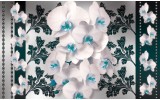 Fotobehang Bloemen, Orchideeën | Turquoise, Wit | 208x146cm