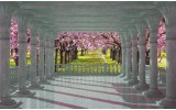 Fotobehang Vlies | Bomen | Roze, Groen | 368x254cm (bxh)