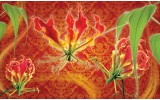 Fotobehang Papier Bloemen | Oranje, Rood | 254x184cm