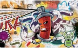 Fotobehang Vlies | Graffiti | Groen, Geel | 368x254cm (bxh)