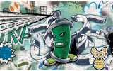 Fotobehang Graffiti | Groen, Grijs | 208x146cm
