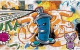 Fotobehang Vlies | Graffiti | Oranje, Blauw | 368x254cm (bxh)