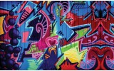 Fotobehang Papier Graffiti | Blauw, Rood | 368x254cm