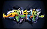 Fotobehang Papier Graffiti | Zwart, Groen | 368x254cm