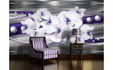 Fotobehang Papier Bloemen, Orchideeën | Zilver | 368x254cm