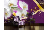 Fotobehang Papier Bloemen, Orchidee | Paars | 368x254cm