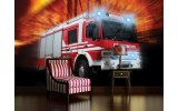 Fotobehang Brandweerauto | Rood, Oranje | 104x70,5cm
