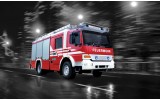 Fotobehang Brandweerauto | Zwart, Rood | 152,5x104cm