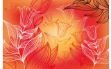 Fotobehang Papier Bloemen | Rood, Oranje | 254x184cm