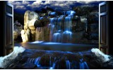 Fotobehang Papier Natuur, Waterval | Blauw | 254x184cm