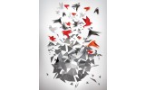 Fotobehang Papier Abstract, 3D | Grijs, Rood | 184x254cm