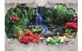 Fotobehang Papier Waterval, 3D | Groen | 368x254cm