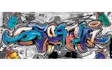 Fotobehang Graffiti | Grijs, Blauw | 250x104cm