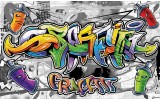 Fotobehang Vlies | Graffiti | Grijs, Geel | 368x254cm (bxh)
