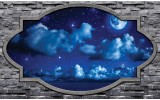 Fotobehang Muur, Nacht | Blauw | 104x70,5cm