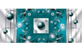 Fotobehang Modern, Slaapkamer | Zilver, Turquoise | 250x104cm