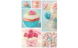 Fotobehang Papier Cupcake | Roze, Turquoise | 184x254cm