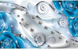 Fotobehang Design, Rozen | Zilver, Blauw | 104x70,5cm