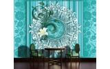 Fotobehang Bloem, Modern | Turquoise | 104x70,5cm