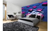 Fotobehang 3D | Blauw, Roze | 416x254