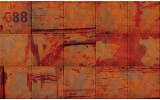 Fotobehang Papier Industrieel, Metaallook | Oranje | 254x184cm