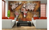 Fotobehang Wereldkaart | Bruin, Oranje | 104x70,5cm