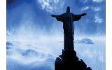 Fotobehang Brazilië, Jezus | Blauw, Zwart | 208x146cm