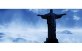 Fotobehang Brazilië, Jezus | Blauw, Zwart | 250x104cm