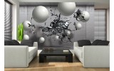 Fotobehang Abstract, 3D | Zilver | 104x70,5cm