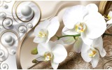 Fotobehang Orchidee, Bloemen | Zilver, Goud | 312x219cm