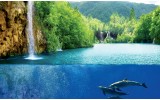 Fotobehang Natuur, Waterval | Blauw | 208x146cm