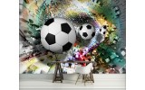 Fotobehang Papier Voetbal | Turquoise, Geel | 254x184cm