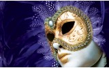 Fotobehang Masker | Paars, Goud | 104x70,5cm