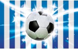 Fotobehang Papier Voetbal | Blauw, Wit | 254x184cm