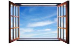 Fotobehang Raam, Lucht | Blauw |